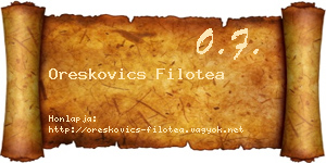 Oreskovics Filotea névjegykártya
